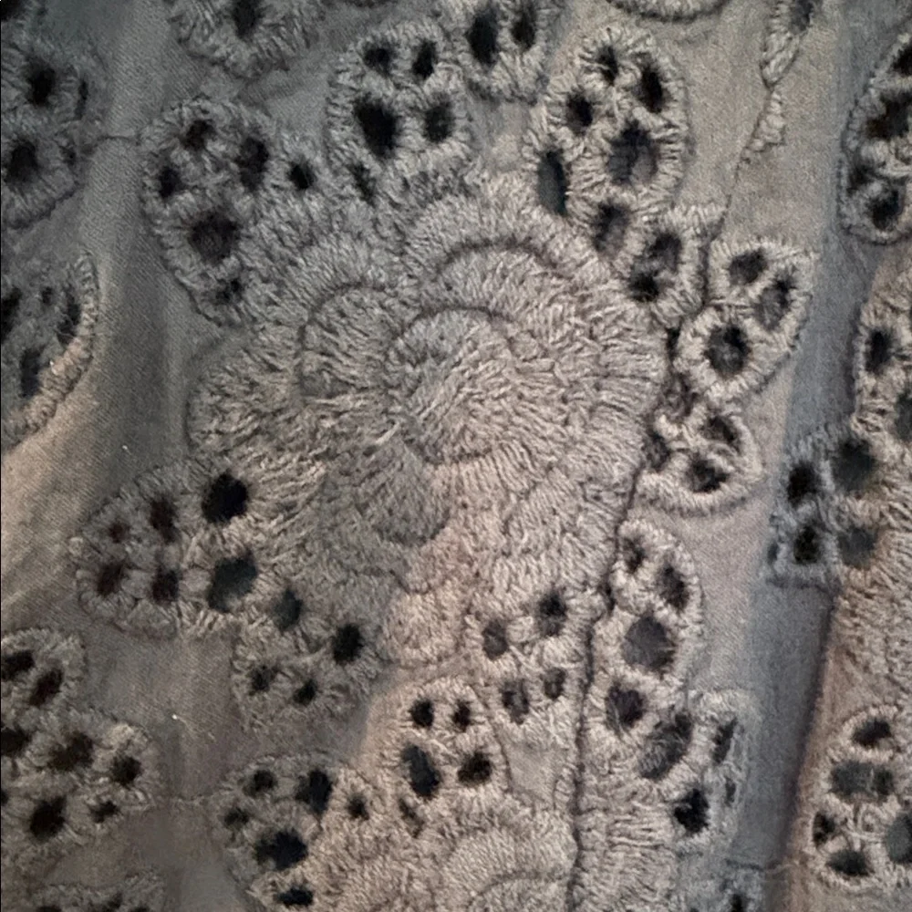 Sandro sz M 100% Cotton Women's Dark Blue Floral Lace Eyelet single but. Blazer - Picture 6 of 10